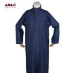 Daffah For Kids Winter Thobe in Dark Blue Stripe - Image 4