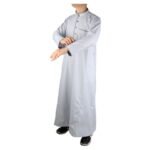 Haramain Summer Thobe in Silver - Image 4